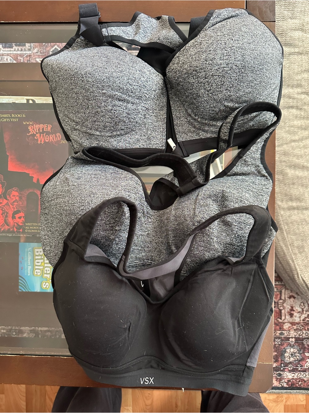 VSX Women's High-Support Sports Bras in Heather Gray and Black